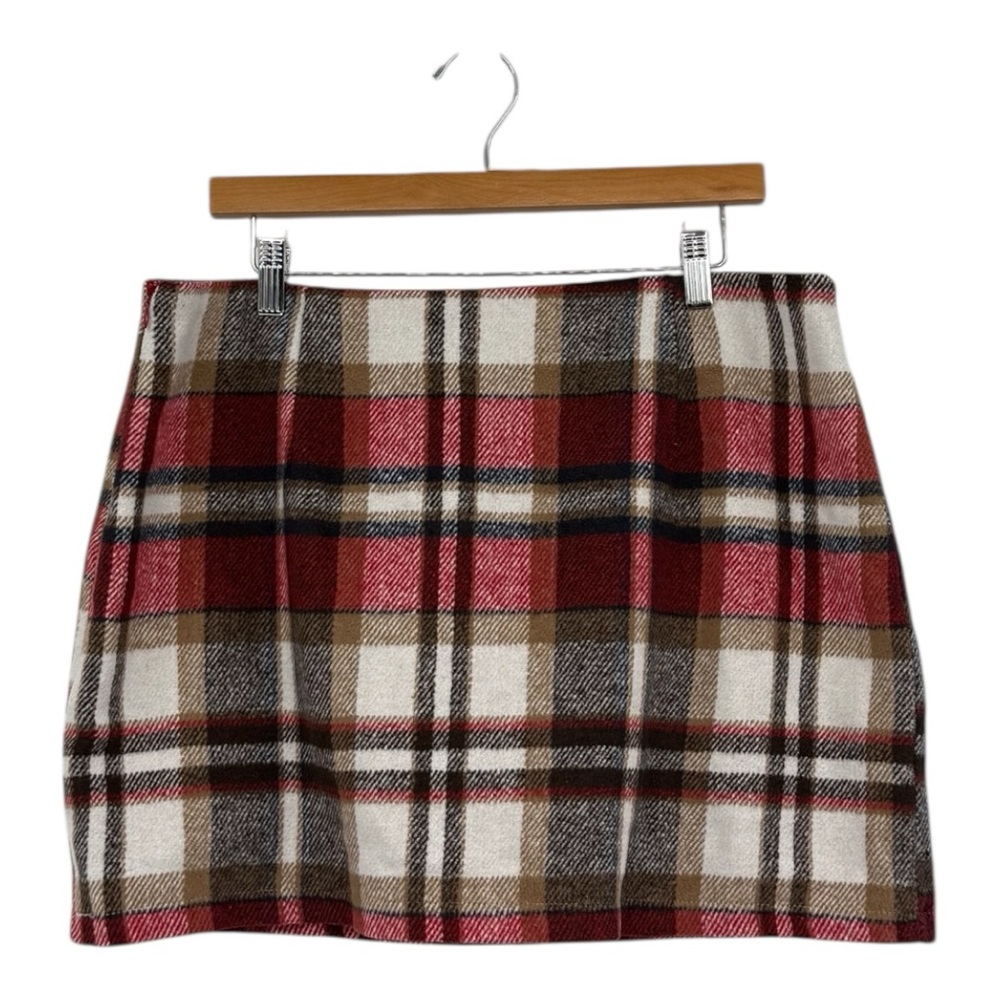 Plaid Wool Mini Skirt XL Tartan Check A-Line Skirt Fully Lined - Picture 2 of 15